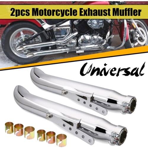 Pair Motorcycle Exhaust Pipe Cafe Racer Exhaust Muffler Tip Tail Tube Chrome Black Universal For Honda/Yamaha/Suzuki
