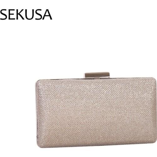 Womens Wedding Clutch Bag Gold Purse Ladies Handbag Party Purse For Bridal Metal Lock Shoulder Bag
