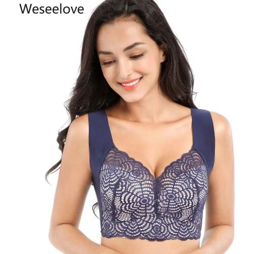 Weseelove Plus Size Women Lace Underwear Female Push Up Bralette Soutien Gorge Without Rims Iace Gathered Sleep Sexy Bra X09