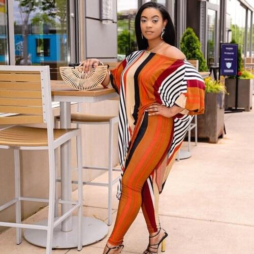 2021 Dashiki Traditional African Clothing Two Piece Set Women Africaine Print Bodycon Dress And Pants Sets African Clothes