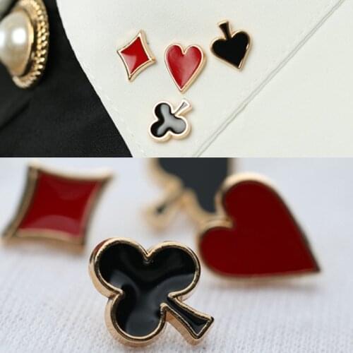 4Pcs/Set Novelty Poker Themed Lapel Pin for Women Men Suit Dress Decoration Brooch Badge Collar Pins