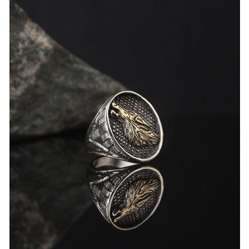 925 Sterling Silver Wolf Engraved Traditional Handmade Turkish Signet Ring Jewelry Gift Women Men Best Craftmanship Lion Symbol