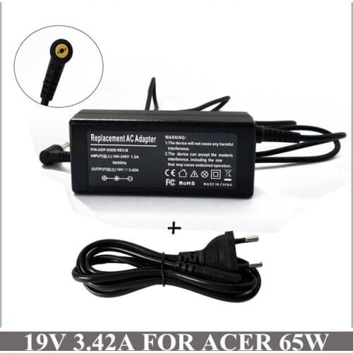 19V 3.42A 65W AC Adapter Charger Power Supply Cord For Acer Aspire 1830 5253-BZ656 5552-7803 Laptop V5 S3 E1 Series