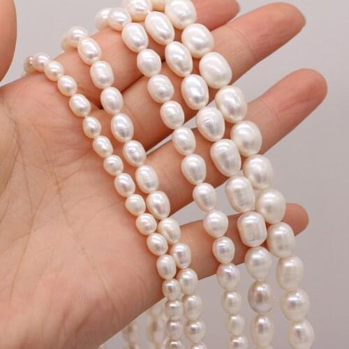 High Quality 100% AA Natural Freshwater Pearl Rice Shape White Beads for Jewelry Making Bracelet Necklace Accessories Gift