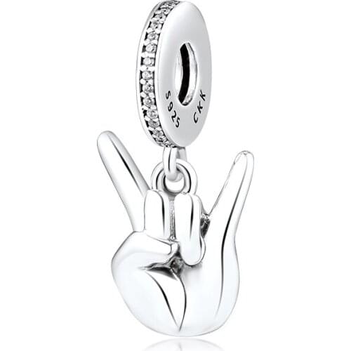 Beads fits for Necklaces Bracelets Hamsa hand Charms 100% 925 Sterling Silver Jewelry Free Shipping