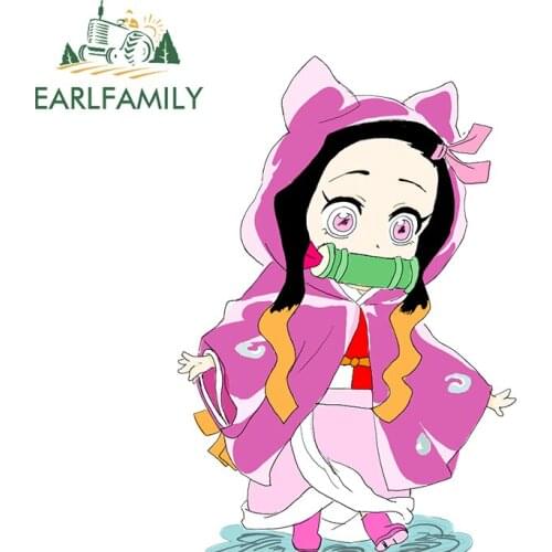 EARLFAMILY 13cm x 9cm For Nezuko Creative Car Stickers Vinyl Decal Waterproof Sunscreen Sticker Motorcycle Decoration
