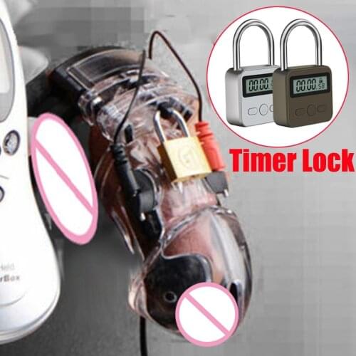Electric Shock CB6000 Cock Cage Sex Ball Stretcher BDSM Timer Lock Chastity Belt Penis Ring SM Male Sex Tools Electro Stimulator