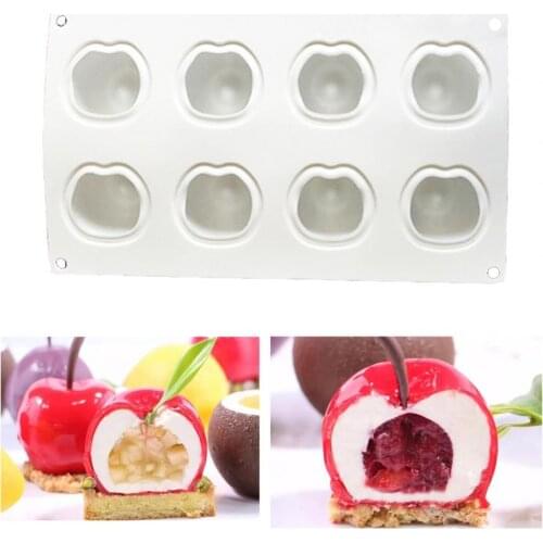 2021 Anti-deform Cake Mold Anti-deform Easy Demould Silicone Non-stick 4/8 Cavities Fruit Shape Bakeware Mousse Mould for Home