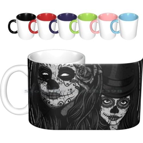 Sugar Skulls ~ Dia De Los Muertos Ceramic Mugs Coffee Cups Milk Tea Mug Sugar Skull Candy Doll Muerte Dia De Los Muertos Santa