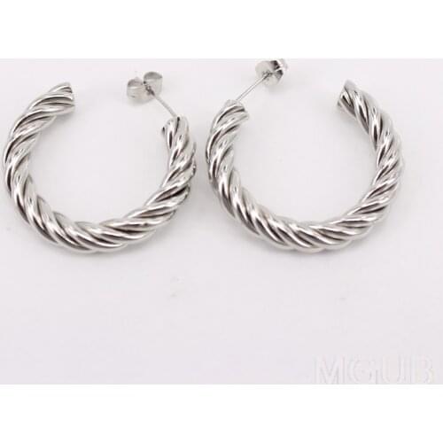 Classic Popular diameter 30mm Hoop earrings New gold color 5mm stainless steel earring twisted wire Casual sports earrings LH940