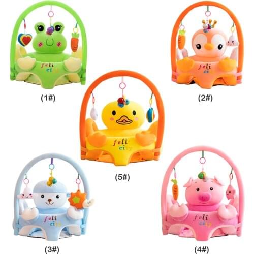 Sofa Set Support Seat Cover Baby Plush Chair Cartoon Learning Sit Plush Chair Toddler Nest Puff Washable With Rod & Toys No Fill