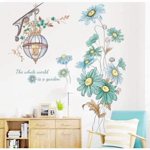 Creative Sunflower Wall Stickers Small Fresh Living Room Wall Decor Warm Room Decoration Self-adhesive Wallpaper