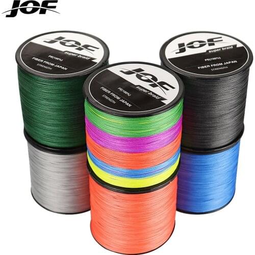 JOF 500M Multicolour PE Braided Wire 4 Strands Multifilament Japanese Fishing Line 8-80LB Weaves Fishing Line