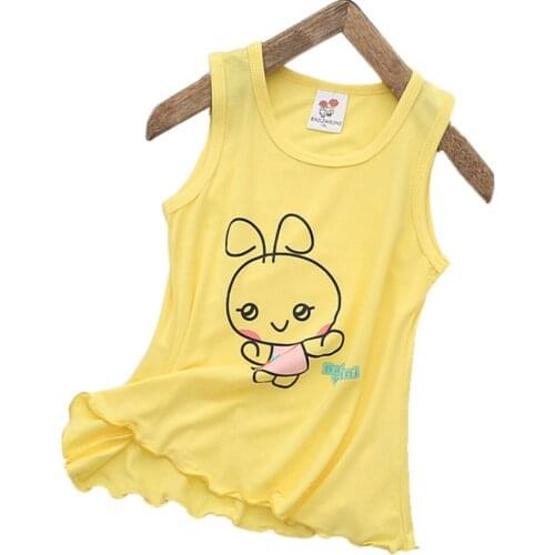 Girls Summer Vest Children Girl Cool Sleeveless T-shirts Colorful Lovely Rabbit Costume Littly Bunny Summer Cotton Tops