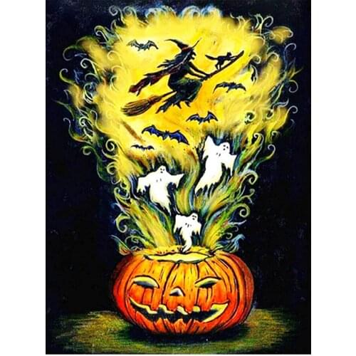 Cartoon Pumpkin Ghost Witch Diamond Painting Round Full Drill Nouveaute DIY Mosaic Embroidery 5D Cross Stitch Halloween Picture