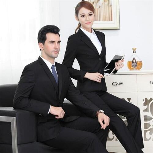 New fashion men and women uniforms professional dress womens slim pants suit office ladies trousers overalls pants suit