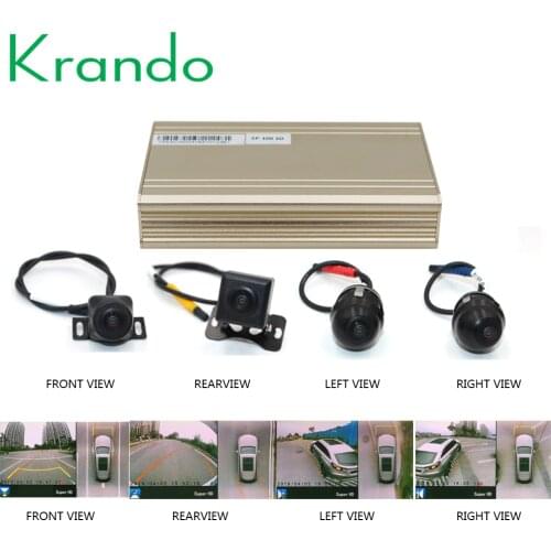 Krando Newest Car 3D Surround View Monitoring System 360 Degree Driving Bird View Panorama Camera 4CH DVR Recorder with sensor
