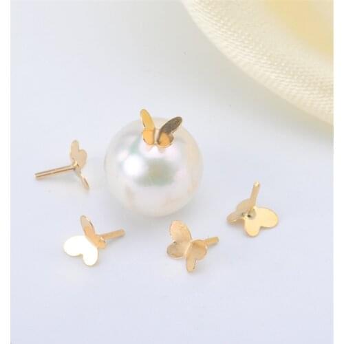 Genuine 18K Yellow Gold T-type needle T-type needle plug through hole pearl plug making needle AU750 DIY Material Accessories
