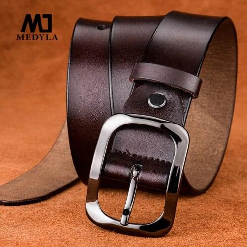 MEDYLA explosion models new ladies leather belt leather belt black buckle 3.2 cm retro casual wild womens belt