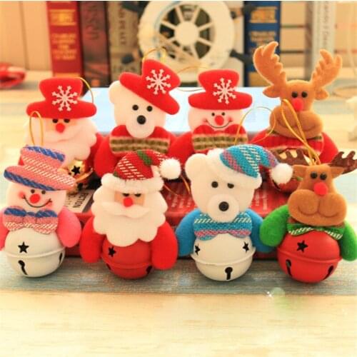 Christmas Tree Hanging Santa Claus Bear Elk Jingling Bell Ornaments Xmas Party Wedding Christmas Decoration Supply Home Decor