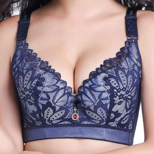 Sanderala A -F Cup Plus Size Lace Brassiere Lengerie Sexy Women Underwire Deep V Bras Push Up Elegant Underwear Ropa Interior
