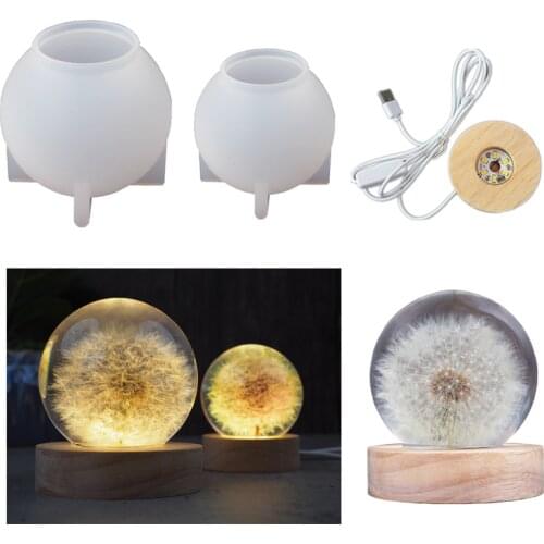 DIY Crystal Ball Epoxy Resin Mold Natural Dandelion Night Light Mirror Silicone Mold Handmade Crafts Jewelry Making Tools