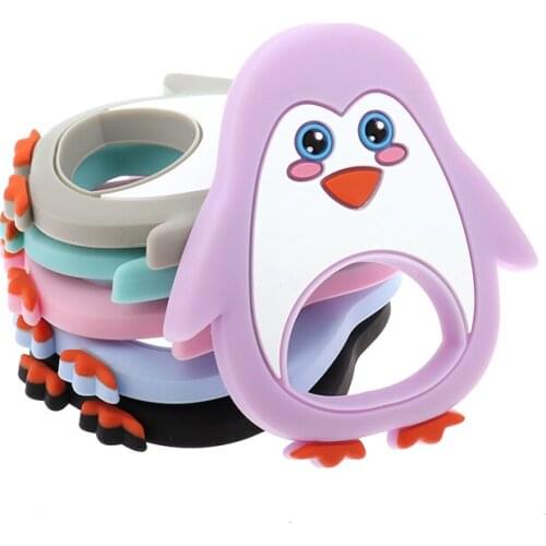 Bpa Free 5pcs Hedgehog Silicone Baby Teether Pendant Penguin Infant Chewing Necklace Jewelry Accessories Food Grade Nursing Toys