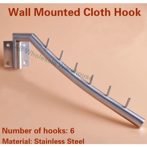 Active Clothes Hanger Hook Wall Mount With Swing Arm Holder Stainless Steel Coat Clothing Drying Holder Rack Hanger 6 Pegs