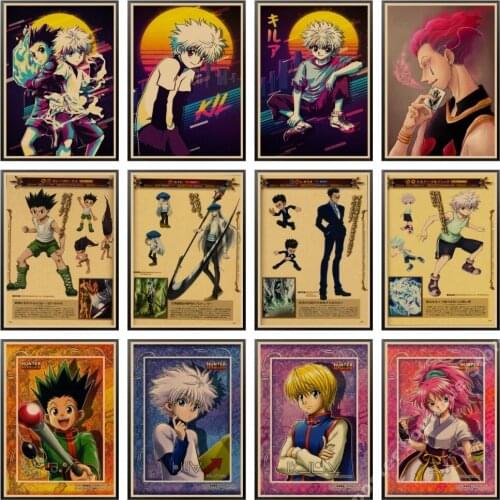 Vintage HUNTER x HUNTER Jpanese Anime Retro Poster kraft paper Wall Stickers Prints For Bar And Home Decor