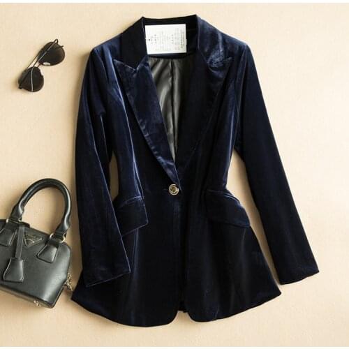 Women Fashion Velvet Blazers Jackets Suit Spring Autumn Office Lady Work Blazer Coat New High Quality