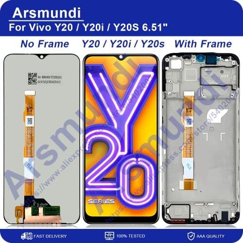 6.51"Original For Vivo Y20 2020 / Y20i / Y20S LCD Display Touch Screen Digiziter Assembly With Frame