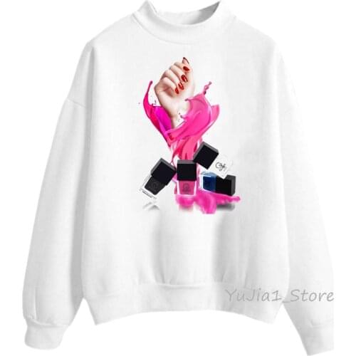 Winter clothes Sudadera mujer Luxury pink nail polish print vogue sweatshirt tracksuit oversize hoodies women punk streetwear