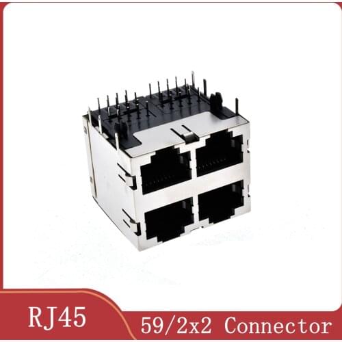 25pcs/lot 59/2x2 Shield with Sharpnel 4 Port RJ45 LAN Modular Network Connector