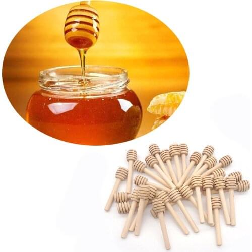 100Pcs Mini Wooden Honey Spoon Honey Wooden Stir Bar For Honey Jar Supplies Eco-Friendly Long Handle Mixing Stick Dessert Tools