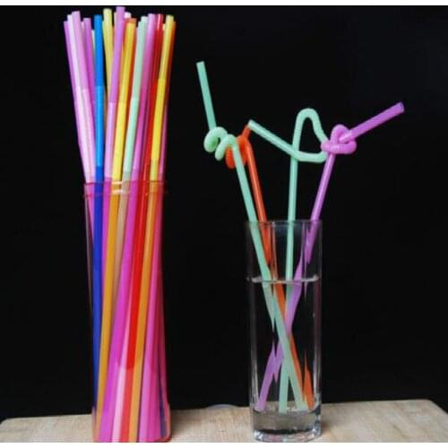 100 Pcs/set Colorful Food Grade PP Flexible Bendable Disposable Straws Drinking Straw Valentines Day Birthday Party Supplies