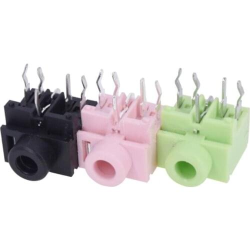 100Pcs 3.5mm 0357-5P Female Audio Connector PJ317 5Pin DIP Headphone Jack Socket PJ-317 pink green blue black