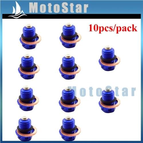 10x Blue Magnetic Oil Drain Bolt Plug For 50cc 90cc 110cc 125cc 150cc 160cc Lifan YX Zongshen Engine Pit Dirt Bike ATV Quad