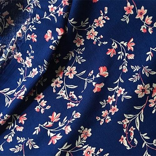 135cm X 50cm Classic Color Blue Floral Viscose Cloth Fabric High Density Clothing Fabrics ,DIY Clothes Summer Shirt,Soft 200g/m