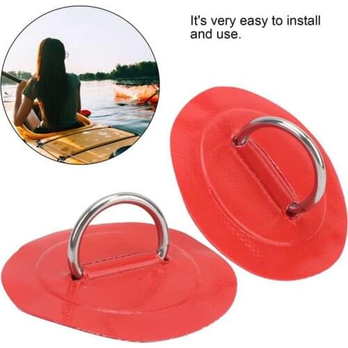 2pcs Inflatable Boat Kayak D-Ring Pad Patch PVC Marine Stainless Steel Fixed Buckle Kayak D-Ring Patch