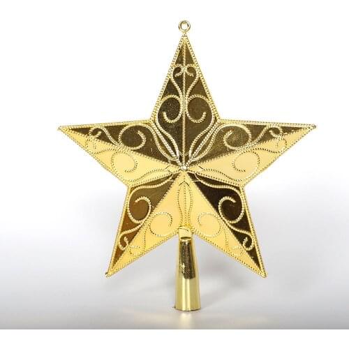 3D Star Ornament Holiday Party Large Christmas Festival Prop Tree Top Decor Glittery Xmas Golden/Silver Shimmer