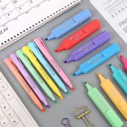 6pcs/8pcs/set Faber Castell Highlighter Textliner Pen Water-based Fluorescent Pigment Ink Marker Bullet Joural Marker