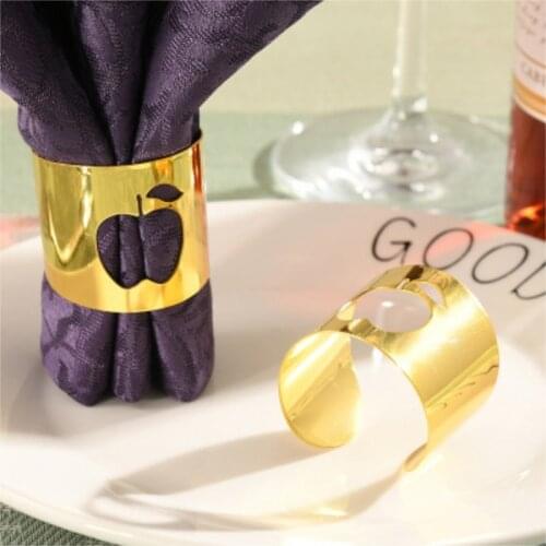 6 / PCS new metal Apple Napkin Ring Hotel Restaurant napkin ring napkin buckle Tabletop Accessories