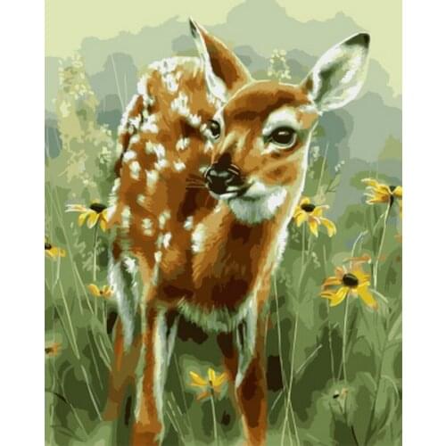 Frameless picture oil painting by numbers wall decor diy painting on canvas for home decor 4050 Sika deer