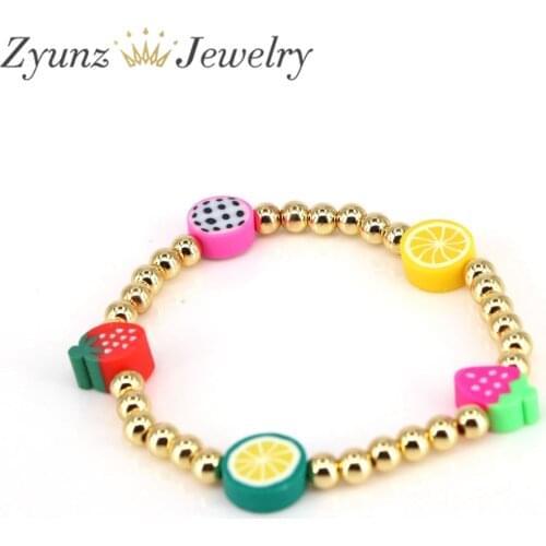 10PCS, Ethnic Bohemian Beads Bracelets For Women Multicolor Soft Clay Fruit Charm Strand Bracelet Sets Jewelry