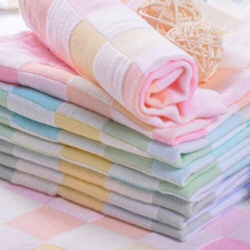 Baby Square Towel Newborn Bath Comfortable Soft Baby Bathrobe Cute Plaid Beach Cotton Towel Kids Babies Blanket