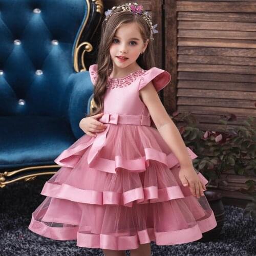 Embroidery Dress for Children Princess Formal birthday Dresses Flower Kids Wedding Evening Prom Gown Girls Christmas Party dress