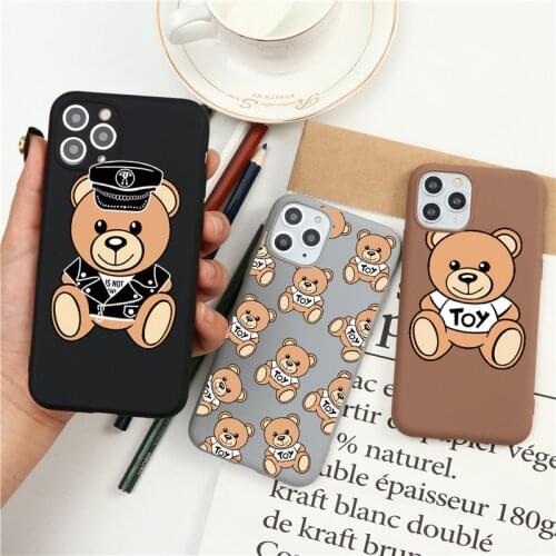 Popular Italy Bear Phone Case for iPhone 11 Pro XR X XS Max 8 7 6 Plus 6S 5S SE 2 2020 SE2 Frosted Silicone Case Soft Back Cover