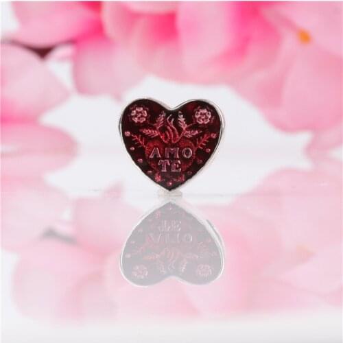 925 Sterling Silver Valentines Day New Heart Shaped Beads Love AMO TE Heart Shaped Beads Fit Original Bracelet Necklace