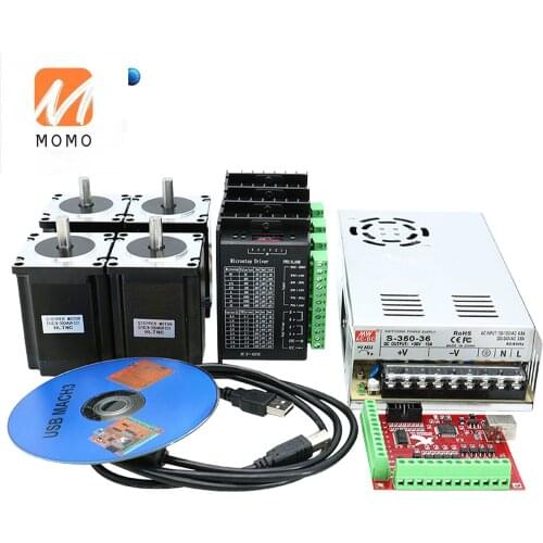 4 pcs TB6600/DM542 driver +1pcs 4axis controller board + 4 pcs 23 255Oz-in 2Nm stepper motor +1 power supply 360W