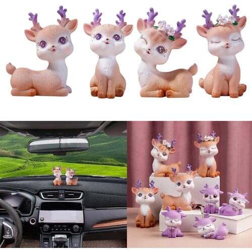 Resin Mini Deer Figurines Miniature Animal Statues Bonsai Garden Style 4